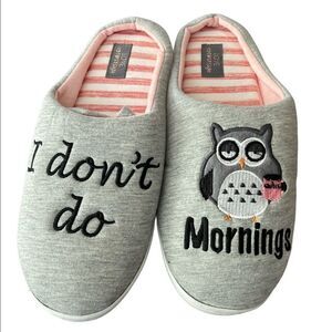 I don’t do mornings owl print slippers‎ with sleeping mask